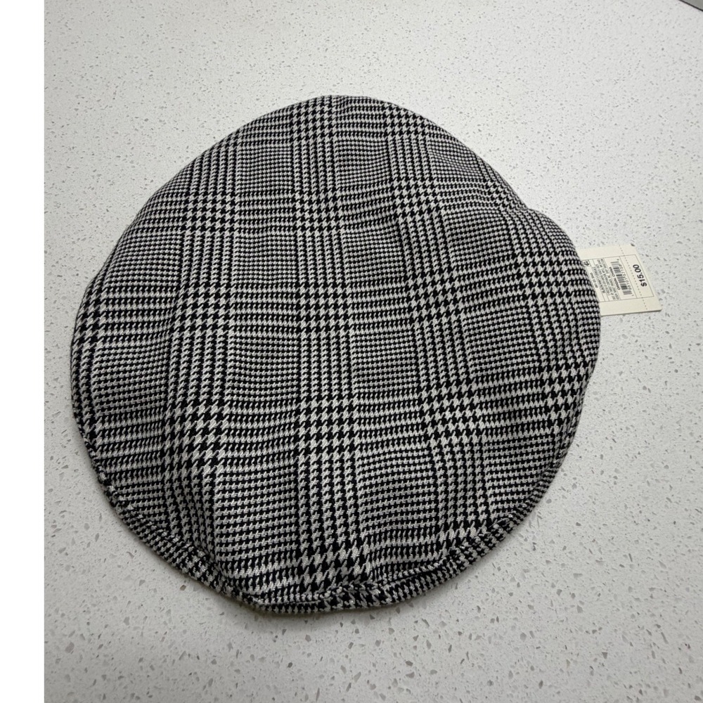 A New Day Black White Houndstooth Beret Hat Glen Plaid One Size NWT